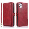 Vegan Leather Magnetic Card Holder Wallet Case with Strap for iPhone X to 14 Series