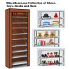 10 Tiers DIY Shoe Cabinet Dustproof Easy Assemble Tidy Shoe Rack Non-Woven Fabric Holding 27 Pair Shoes Brown