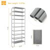 10 Tiers Shoes Rack Shelves 27 Pairs Shoes Storage Organizer Stand Non-Woven Fabric Detachable Shoes Tower Stackable Shoes Storage Rack