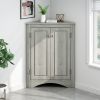 Triangle Bathroom Storage Cabinet with Adjustable Shelves;  Freestanding Floor Cabinet for Home Kitchen