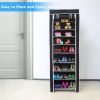 10 Tiers DIY Shoe Cabinet Dustproof Easy Assemble Tidy Shoe Rack Non-Woven Fabric Holding 27 Pair Shoes Brown