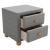 Modern Upholstered Storage Nightstand with 2 Drawers,Natural Wood Knobs