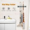 Mop Holder Wall Mount Mop Broom Holder Mop Hanger Organizer Storage Rack w/ 5-Position