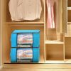 2Pcs Clothes Storage Bag 90L Large Capacity Foldable Closet Organizer w/ Thick Fabric Clear Window Dual-Zipper