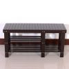 90cm Strip Pattern Tiers Bamboo Stool Shoe Rack with Boots Compartment RT