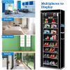 10 Tiers DIY Shoe Cabinet Dustproof Easy Assemble Tidy Shoe Rack Non-Woven Fabric Holding 27 Pair Shoes Brown