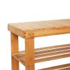 90cm Strip Pattern Tiers Bamboo Stool Shoe Rack with Boots Compartment RT