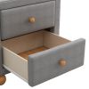 Modern Upholstered Storage Nightstand with 2 Drawers,Natural Wood Knobs