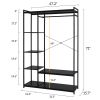 Stand Alone Wardrobe Organizer; Suspender Wardrobe Hanger And Multiple Storage Racks; Heavy Metal Wardrobe Storage Hanger For Bedroom - Black