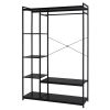 Stand Alone Wardrobe Organizer; Suspender Wardrobe Hanger And Multiple Storage Racks; Heavy Metal Wardrobe Storage Hanger For Bedroom - Black