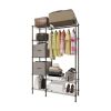 Closet Organizer Metal Garment Rack Portable Clothes Hanger Home Shelf