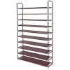 Simple Assembly 10 Tiers Non-woven Fabric Shoe Rack with Handle RT