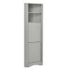 Tall Bathroom Corner Cabinet;  Freestanding Storage Cabinet with Doors and Adjustable Shelves;  MDF Board