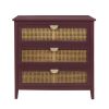 3 Drawer Cabinet,Natural rattan,American Furniture,Suitable for bedroom, living room, study