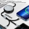 6A 100W 3in1 2in1 Fast USB Cable for Huawei/Honor Retractable Portable 3 in 1 Micro USB Type C Charger Cable For iPhone Samsung