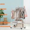 Garment Hanging Rack Clothing Hanging Rail Pillow Shoe Display Organizer Stand Rolling Wheel Clothes Organizer