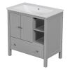 Bathroom Vanity with Sink;  Bathroom Storage Cabinet with Doors and Drawers;  Solid Wood Frame;  Ceramic Sink