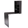 Floating Wall Mounted Table, Foldable Desk with Storage Shelves and Blackboard