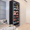 10 Tiers DIY Shoe Cabinet Dustproof Easy Assemble Tidy Shoe Rack Non-Woven Fabric Holding 27 Pair Shoes Brown