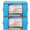 2Pcs Clothes Storage Bag 90L Large Capacity Foldable Closet Organizer w/ Thick Fabric Clear Window Dual-Zipper