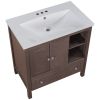 Bathroom Vanity with Sink;  Bathroom Storage Cabinet with Doors and Drawers;  Solid Wood Frame;  Ceramic Sink