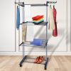 Clothes Drying Rack Rolling Collapsible Laundry Dryer Hanger Stand Rail Shelve Wardrobe Clothing Drying Racks