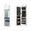 JewelryWall and Door Mounted Mirrored Jewelry Cabinet with Lights