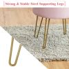 Round Velvet Storage Ottoman Footrest Stool Vanity Chair with Metal Legs