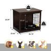 Indoor Dog Crate, Sofa Side End Table, 2-Tier Wooden Pet Cage with Removable Tray, Walnut