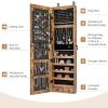 JewelryWall and Door Mounted Mirrored Jewelry Cabinet with Lights