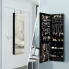 JewelryWall and Door Mounted Mirrored Jewelry Cabinet with Lights