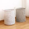 Dirty Laundry Basket Cotton Linen Foldable Round Waterproof Organizer Bucket Clothes Toys Large Capacity Home Storage Basket