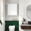 Bathroom wall cabinet; space saving storage cabinet above toilet; medicine cabinet with 2 doors and adjustable shelves; cupboard