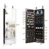 JewelryWall and Door Mounted Mirrored Jewelry Cabinet with Lights