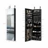 JewelryWall and Door Mounted Mirrored Jewelry Cabinet with Lights