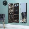 JewelryWall and Door Mounted Mirrored Jewelry Cabinet with Lights