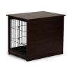 Indoor Dog Crate, Sofa Side End Table, 2-Tier Wooden Pet Cage with Removable Tray, Walnut