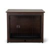 Indoor Dog Crate, Sofa Side End Table, 2-Tier Wooden Pet Cage with Removable Tray, Walnut