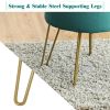 Round Velvet Storage Ottoman Footrest Stool Vanity Chair with Metal Legs