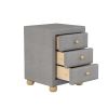 Modern Upholstered Storage Nightstand with 3 Drawers,Natural Wood Knobs