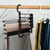 1PC Stainless Steel Multi-functional Pants Hanger; 5 In 1 Foldable Storage Rack Pants Hanger