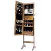 Jewelry Cabinet with Full-Length Mirror, Standing Lockable Jewelry Armoire Mirror Organizer