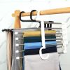 1PC Stainless Steel Multi-functional Pants Hanger; 5 In 1 Foldable Storage Rack Pants Hanger