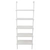 5-Shelf Wood Ladder Bookcase with Metal Frame Industrial 5-Tier Modern Ladder Shelf