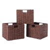 Tessa 3-Pc Woven Rope Basket Set; Foldable; Walnut