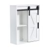 Wood wall-mounted storage cabinet, 5-layer toilet bathroom storage cabinet, multifunctional cabinet with adjustable door