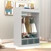 Kids Costume Organizer; Costume Rack; Kids Armoire; Open Hanging Armoire Closet with Mirror-WHITE