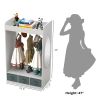 Kids Costume Organizer; Costume Rack; Kids Armoire; Open Hanging Armoire Closet with Mirror-WHITE