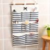 1pcs 6/8 Pockets Cotton Linen Fabric Storage Organizer; Wall-mounted Storage Bag; Dormitory Multi-purpose Sorting Storage Hanging Bag