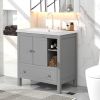 Bathroom Vanity with Sink;  Bathroom Storage Cabinet with Doors and Drawers;  Solid Wood Frame;  Ceramic Sink